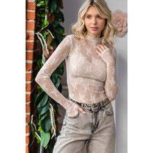 Lace Long Sleeve See Through Top: Sage / M