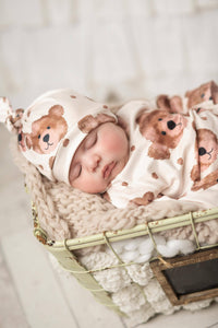 Infant Brown Teddy Bear Baby Gown: 0-3 Months