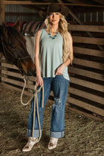 Ribbed Tank Top w/ Raw Edge Detail