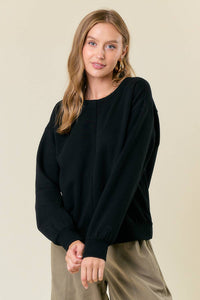 Fleece Drop Shoulder Long Sleeve Drawstring Back