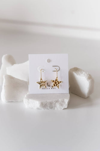 Star earrings 18k gold earring hooks-hypoallergenic