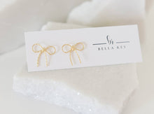 14k gold plated bow stud earrings- dainty