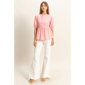 Puff Sleeve Open Back Top