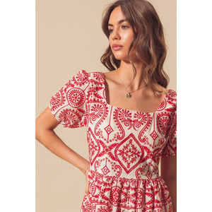 Eyelet Floral Lace A Line Brunch Boho Dress