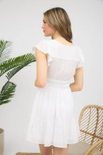 V NECK SHORT SLEEVE RUFFLE DETAIL SHIRRED MINI DRE: PINK