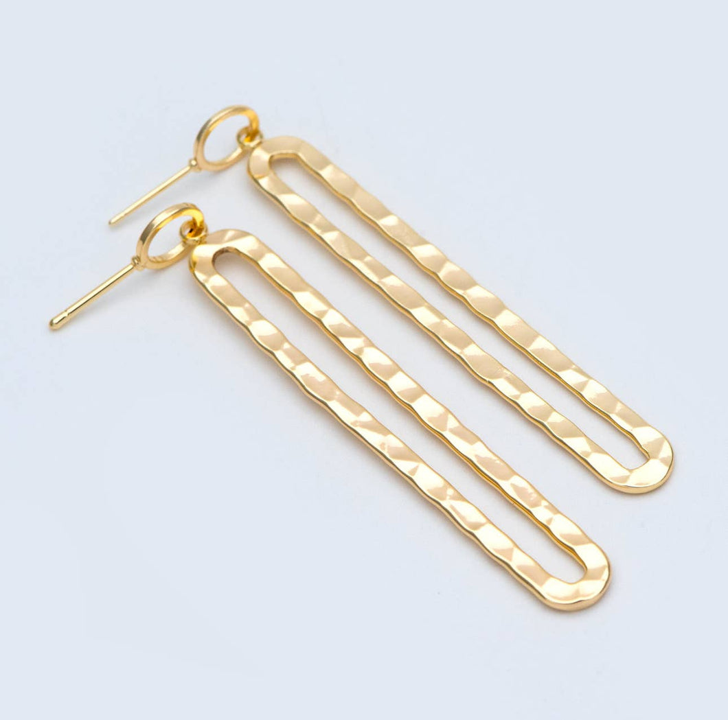 Zola 18k Gold Plated Hammered Oval Hoop Studs