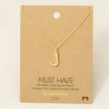 Gold Dipped Bubble Letter Pendant Necklace: J