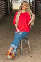 Oversized Relaxed Fit Terry Top: NAVY / L