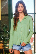 Washed Solid Textured Knit Shirt