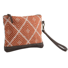 Rug Wristlet with Leather Bottom Trim: Coral