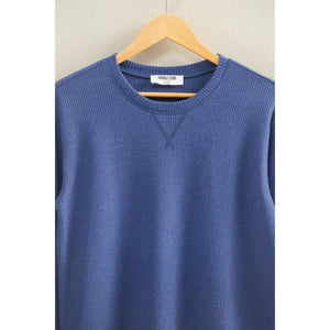 Brushed Waffle Crew Neck Long Sleeve Top