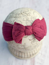 Cable Knit Bow Headbands: Purple