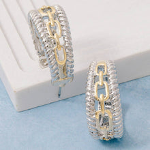 Gold Plated Two Tone Layered Chain Hoop Earrings