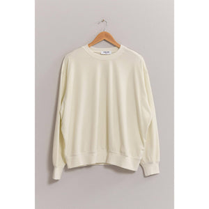 Drop Shoulder Crew Neck Sweatshirt in Cream