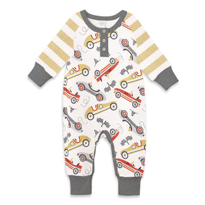 Baby Boy's Speed Racer Bamboo Henley Romper