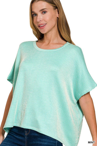 Cord Ribbed Pin-striped Oversized Top
