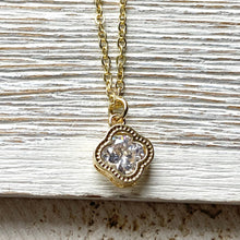 17" Gold Crystal Clover Necklace