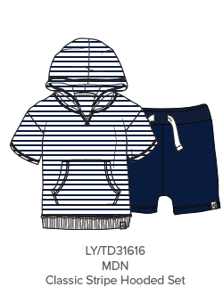Classic Stripe Hooded Infant Set: Midnight / 24 Months