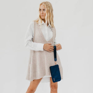 Cove Double Zip Nylon Wristlet Wallet Wholesale: Navy