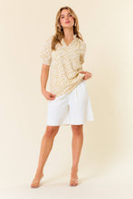 Jacquard Dot Print Short Sleeve Blouse