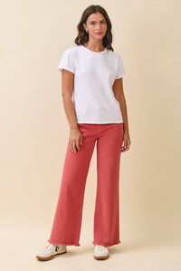 Wide Leg Raw Hem Denim Pants