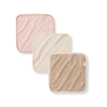 Whimsical Floral Organic Cotton Knit Terry Washcloths 3 Pack: Hummus