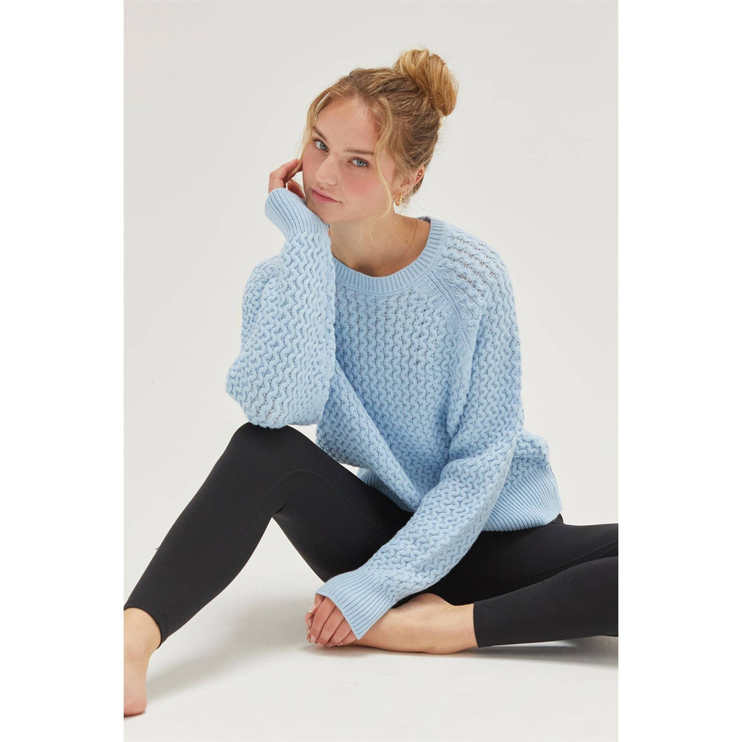 Swirl Knit Sweater in Baby Blue