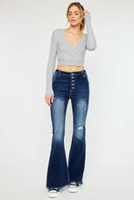 KanCan High Rise Exposed Button Flare Jeans