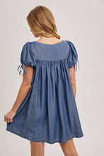 Denim Square Neck Babydoll Dress w/ Pockets
