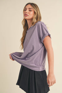 Mali Baby Tee Short Sleeve Top: Plum