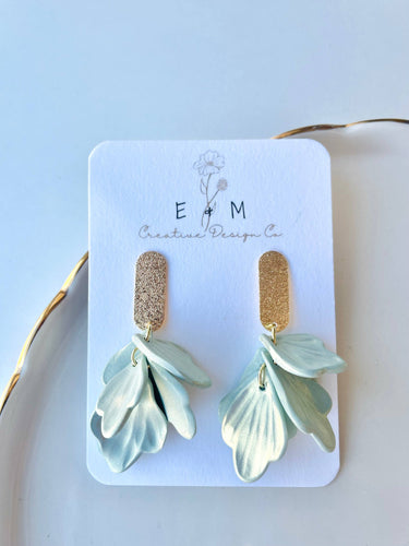 Shimmery Petal Earrings (multiple choices): Seafoam / Gold