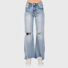 DISTRESSED HIGH RISE COMFORT VINTAGE FLARE JEANS