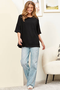 Half Sleeve Relaxed Pocket Blouse: Mint Green / S