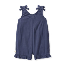 Check Gauze Blue Girl Romper