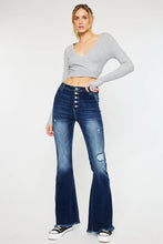 KanCan High Rise Exposed Button Flare Jeans