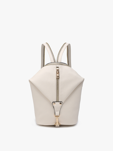 BP2465 Linnette Foldover Clasp Backpack w/ Zip Compartment: White