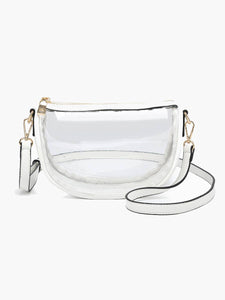 Peyton Clear Banana Crossbody Bag: Black