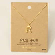 Gold Dipped Bubble Letter Pendant Necklace: R