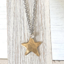 Non-Tarnishing Celestial Mix-Metal Star Necklace: Silver