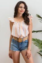 Multi Vertically Striped Top - Peach Multi