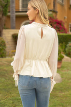 Chiffon Sleeve Suede Peplum Top