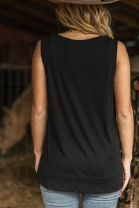 Ribbed Tank Top w/ Raw Edge Detail