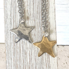 Non-Tarnishing Celestial Mix-Metal Star Necklace: Silver