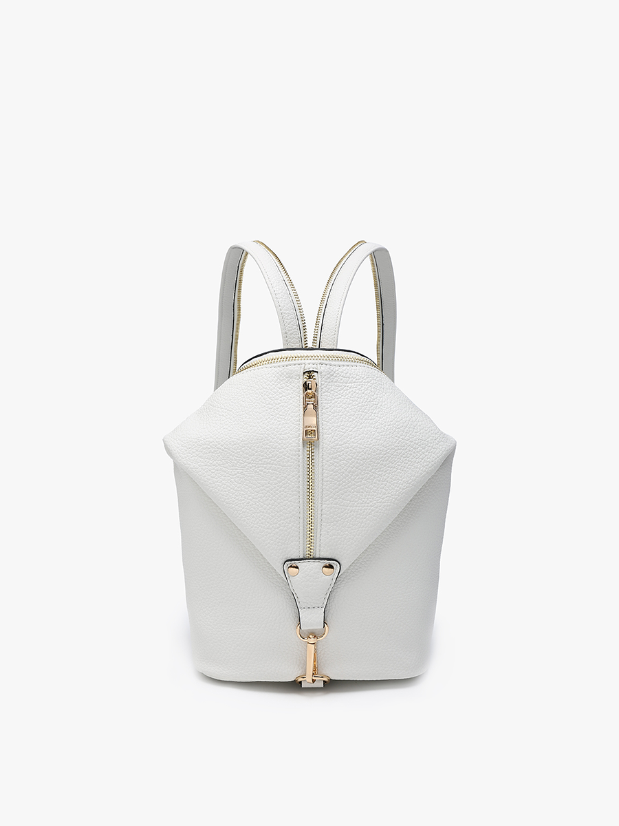 BP2465 Linnette Foldover Clasp Backpack w/ Zip Compartment: White