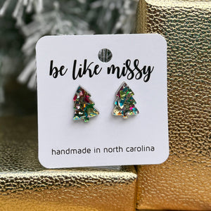 Christmas Tree Studs - Party Glitter - Christmas Earrings