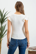 Solid Ruffle Flutter Sleeve Knit Top