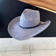 Fashion Vegan Suede Cowboy Hat w/ Leather Belt - Brown