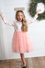 Kids Pink Christmas Tree Tulle Ruffle Holiday Dress