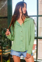 Washed Solid Textured Knit Shirt