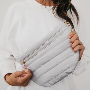 Jolie Puffer Belt Bag: Light Grey